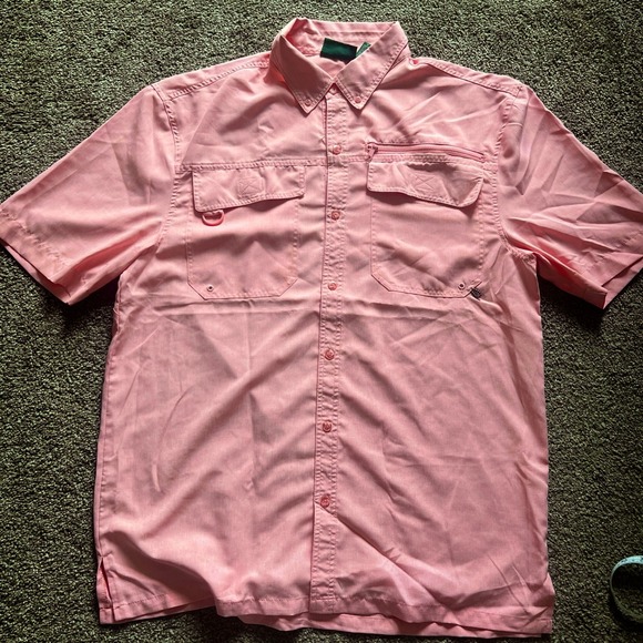 Stillwater Supply Co. Fishing Shirt Vented Pink Button Up‎ Short Sleeve Large - Picture 1 of 6